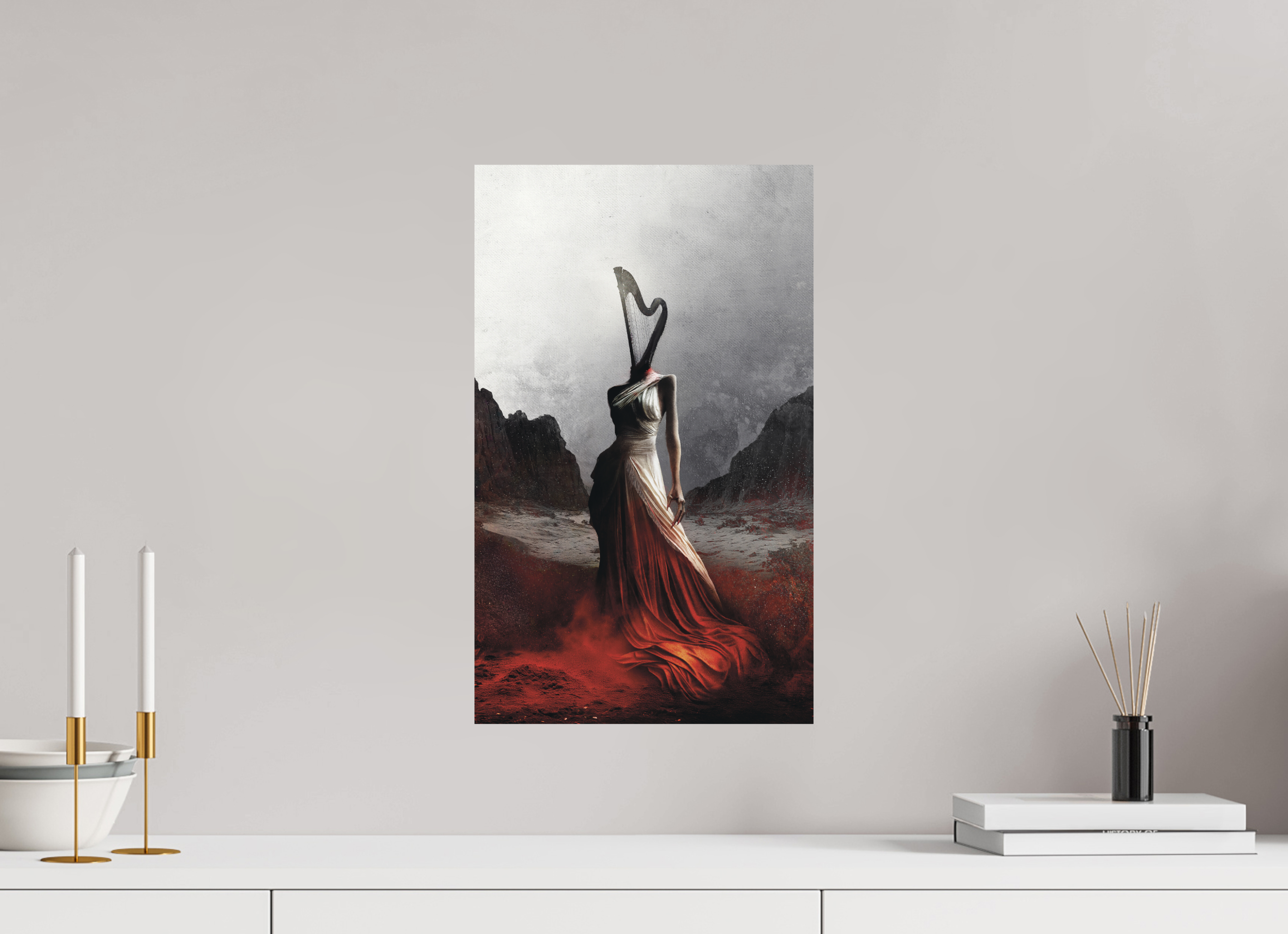 30 x 49,5 cm, Hahnemuhle La Harpiste des Terres Rouges