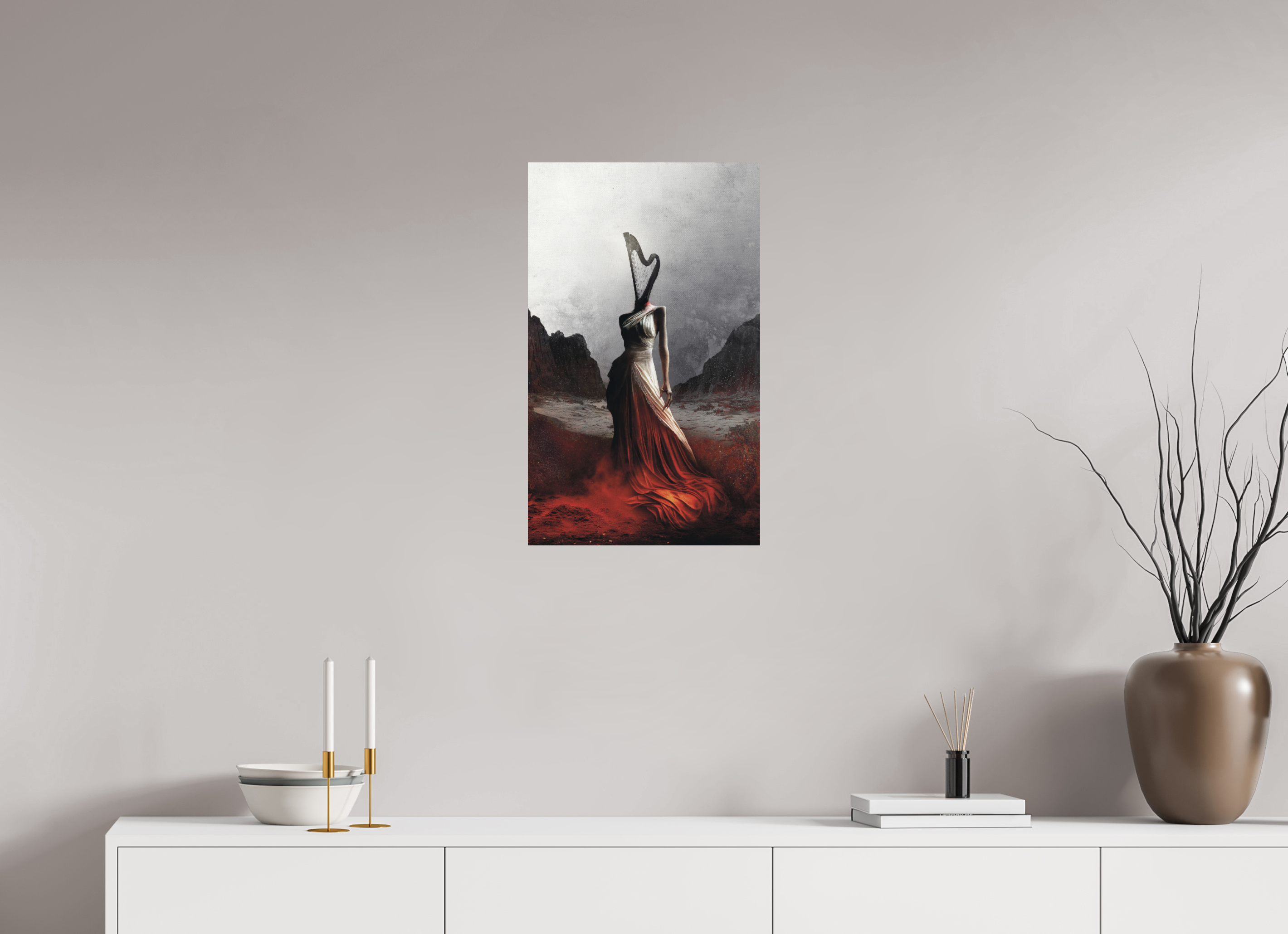 40 x 66 cm, Hahnemuhle La Harpiste des Terres Rouges